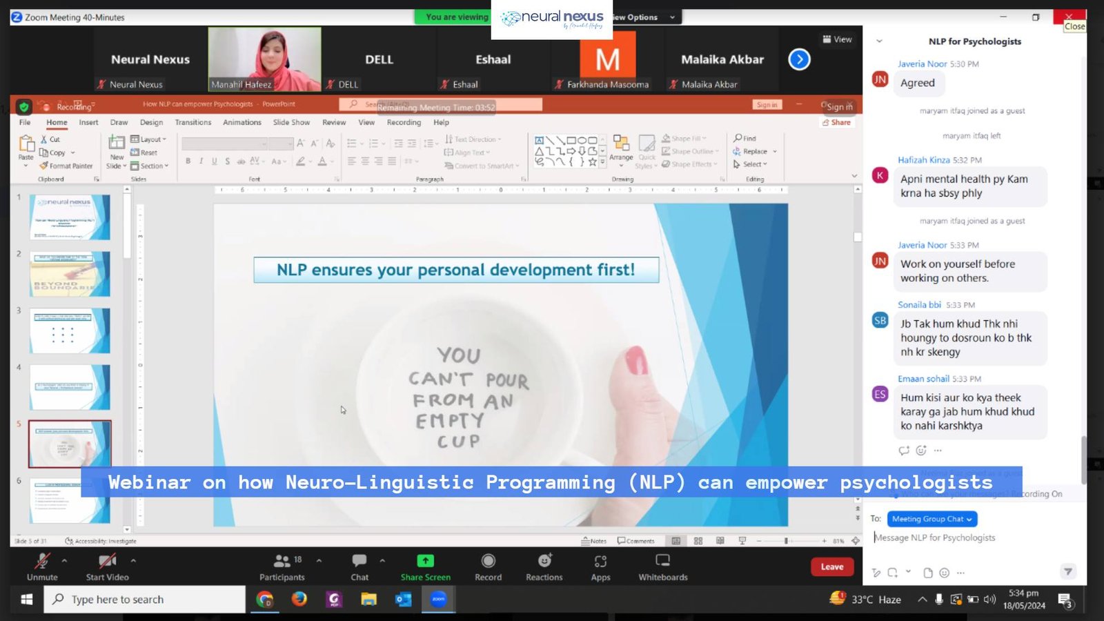 webinar on how Neuro-Linguistic Programming (NLP) can empower psychologists